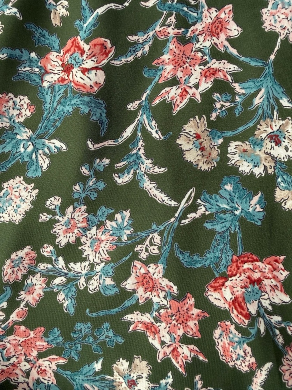 NWT Design Lab Woman Forest Green Floral Chiffon Ruffle Button Front Dress SMALL - Picture 2 of 8